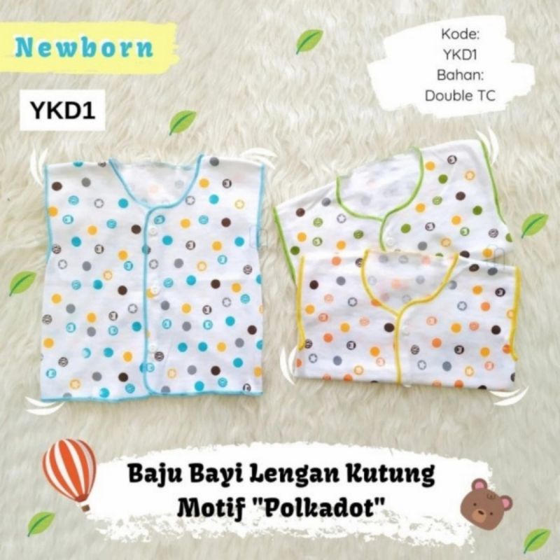 12 pcs Baju Tanpa Lengan Bayi Baru Lahir Polkadot Hany Baby SNI Baju Kutung Bayi Baru Lahir Baju Tanpa Lengan Newborn Pakaian Bayi Tanpa lengan Baru Lahir