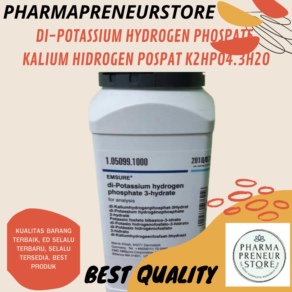 DI-POTASSIUM HYDROGEN PHOSPATE / KALIUM DIHIDROGEN FOSFAT  (K2HPO4) PRO ANALISA 10 GRAM KEMASAN MERCK BEST QUALITY