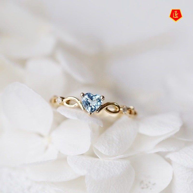 [Ready Stock]Simple Heart-Shaped Ring European and American Inlaid Diamond Elegant Graceful