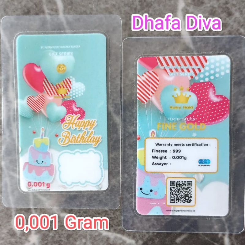 Baby Gold HAPPY BIRTHDAY 0.001 0,001 Gram Emas Mini Gold Logam Mulia 24 Karat