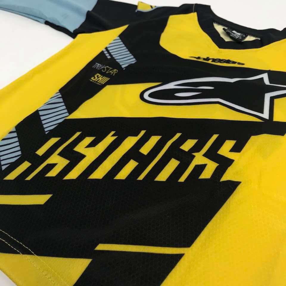 Jersey Sepeda Anak Boy Kids Motif Printing Alpinestar JAA Yellow Black