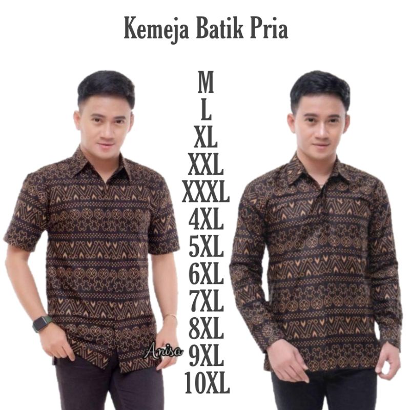 Kemeja Batik Pria Kemeja Batik Pria Lengan Panjang dan Lengan Pendek size M L XL XXL Jumbo Big Size Bahan Katun Berkualitas