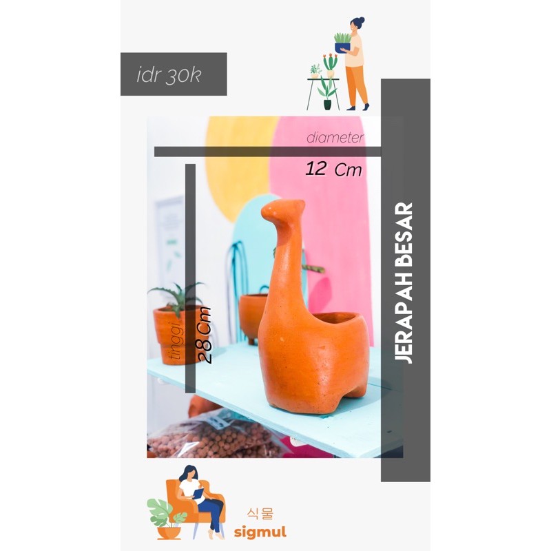 Pot Terakota / Pot Gerabah / Pot Teracotta / Tanah Liat Jerapah Besar