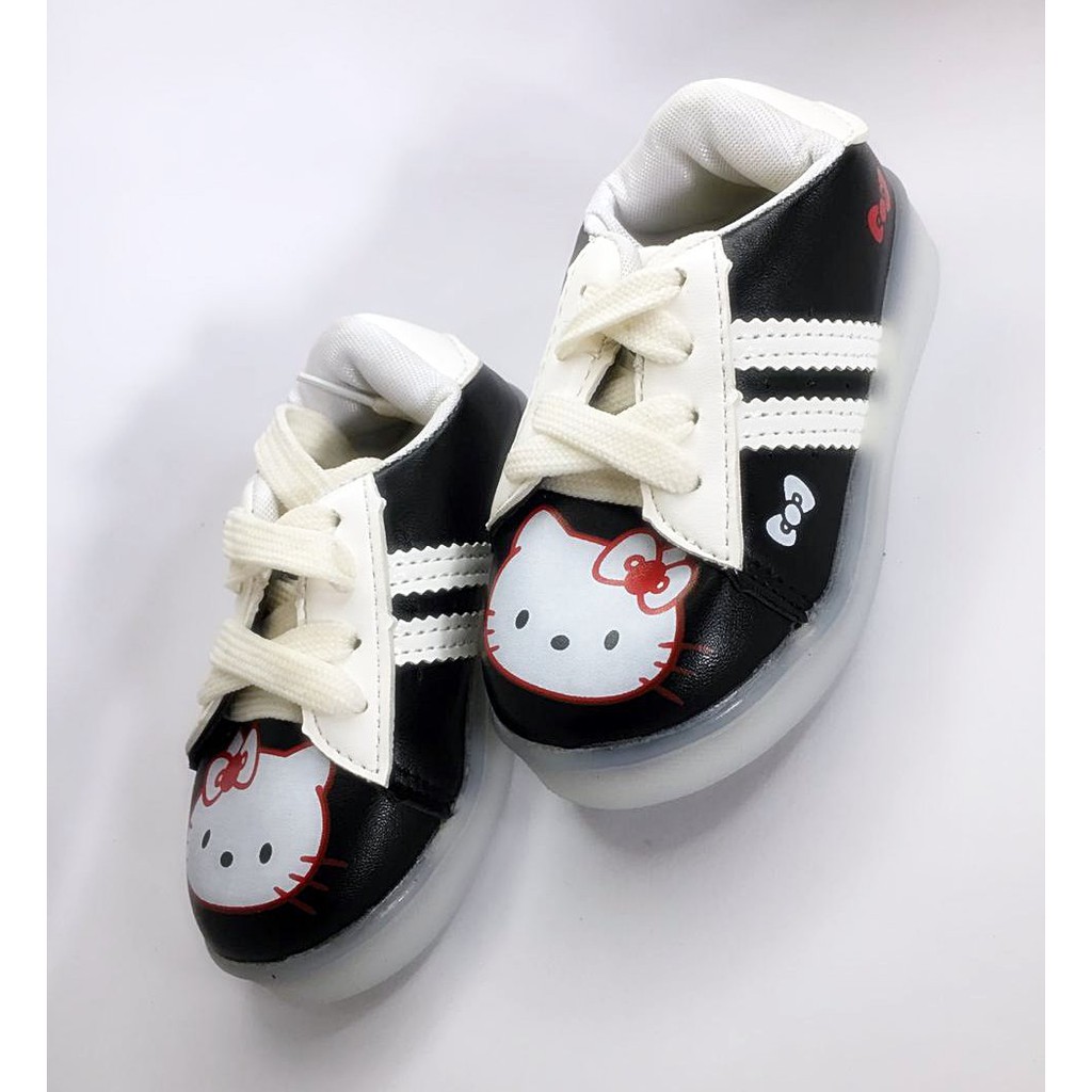 Sepatu Anak Motif Kucing Dengan Stripe Black