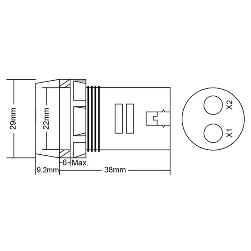 Gro AC 20-500V Voltmeter Square Panel 22mm LED Untuk Main Komponen Elektronik Square