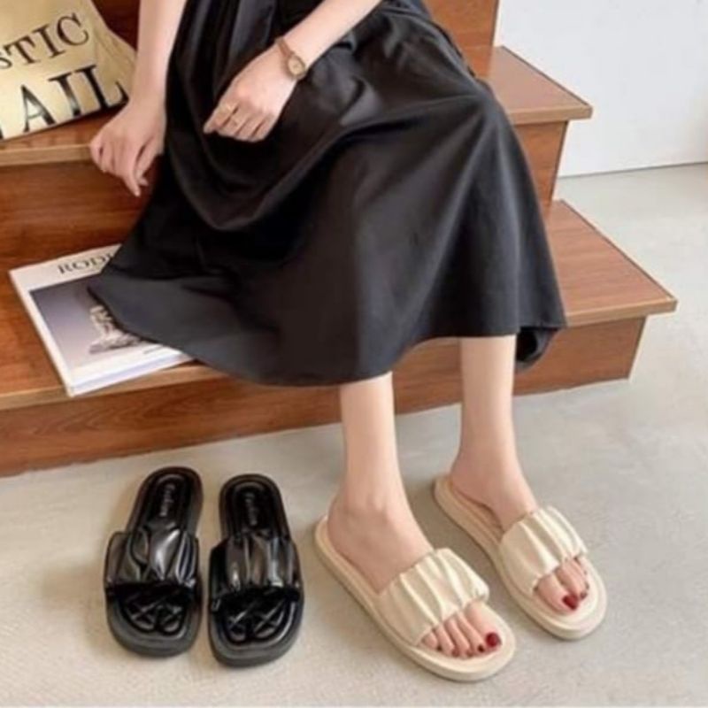 Sandal Slop Wanita Korea | Sandal Santai Untuk Di Dalam Rumah