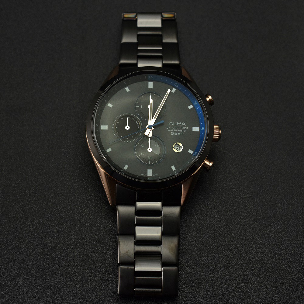 JAM TANGAN FASHION PRIA CASUAL ALBA AM3588 TALI RANTAI HITAM MENS QUARTZ ORIGINAL BRANDED BERGARANSI