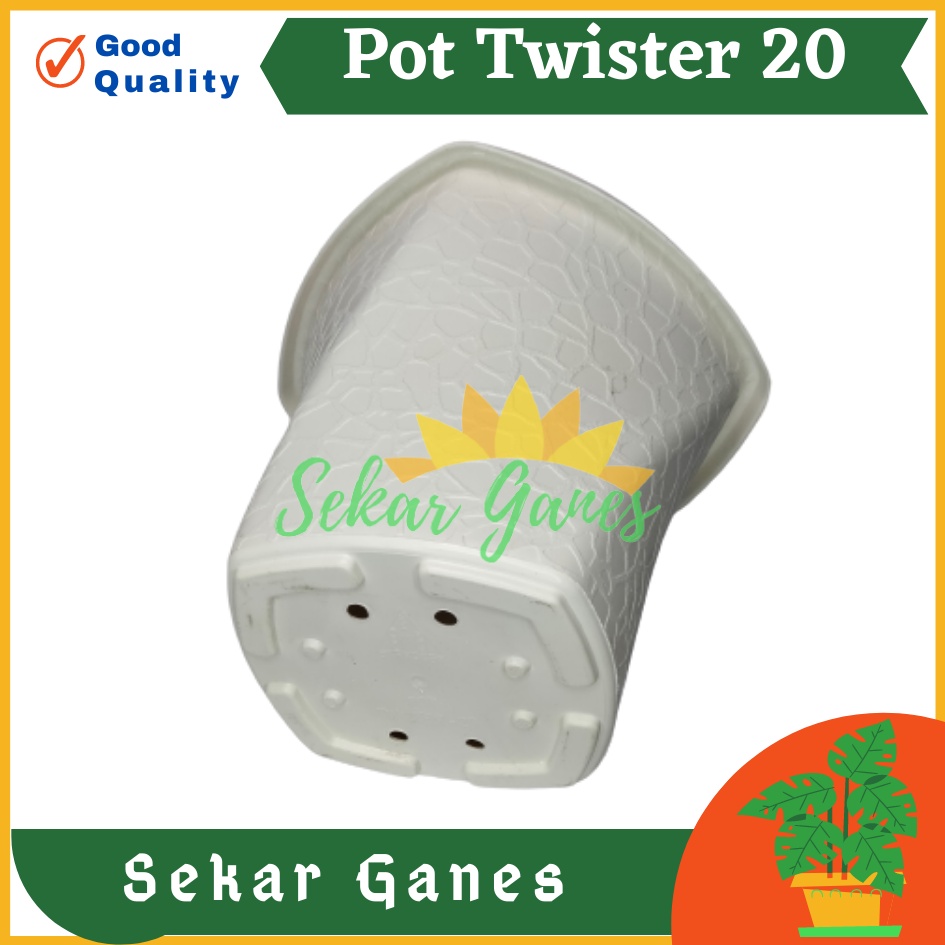 Ori BJP POT TWISTER 20 CM PUTIH KOTAK POT PERSEGI 20CM POT BUNGA KAKTUS SANSIVERA