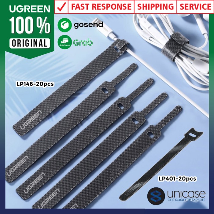 

(BISA COD) Cable Tie Velcro Strap UGREEN Pengikat Perekat Tali Organizer kabel - LP146-20p