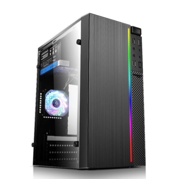 Casing PC Infinity F06 + PSU 250W mATX RGB STRIPE LINE