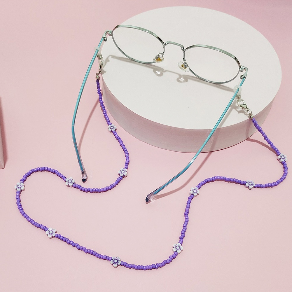 【TK】Flower Bohemian Handmade Rainbow Beads Women Girl Candy Color Beaded Mask Chain With Glasses Lanyard