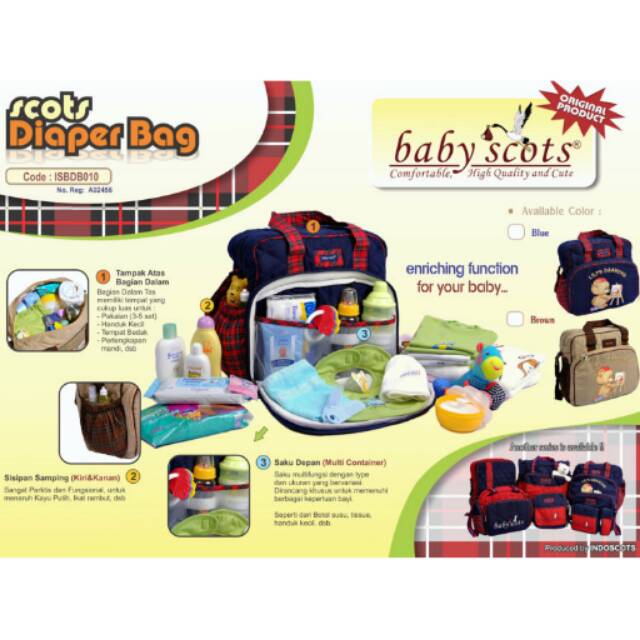 SCOTS Tas bayi besar ISEDB010 print sablon ISBB03 diaper bag berry3