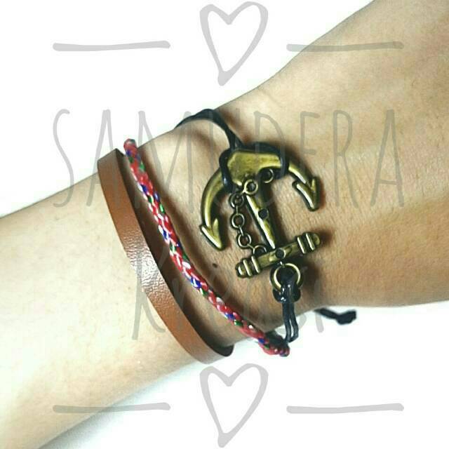 Gelang Korea / Gelang Tiga Tali Bandul Jangkar