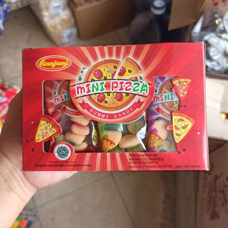 

Permen Jeli Ranjani Mini Pizza Gummy Candy 1 Box Isi 30 Pcs