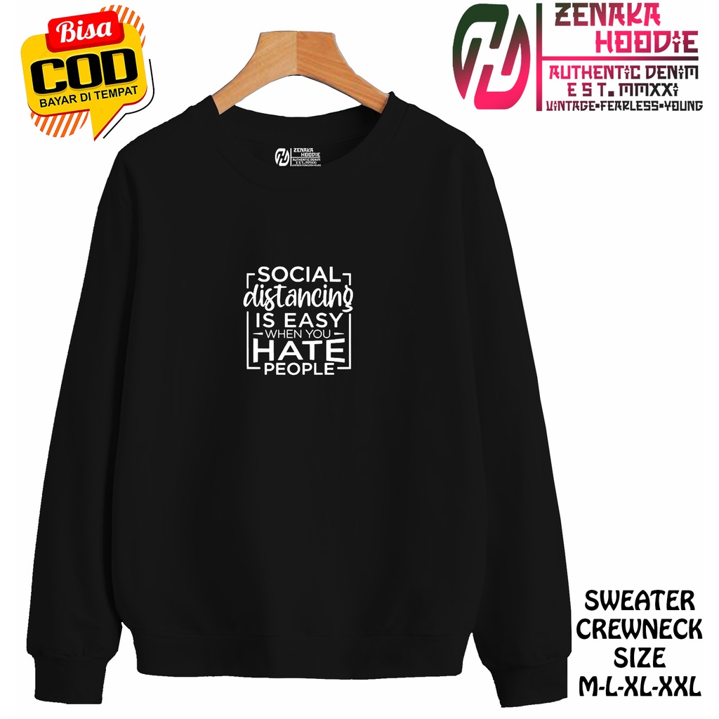 Sweater Pria Distro Japan Crewneck Hitam Sablon Suiter Cowok Jumbo Switer Krunek Oversize Bigsize Di