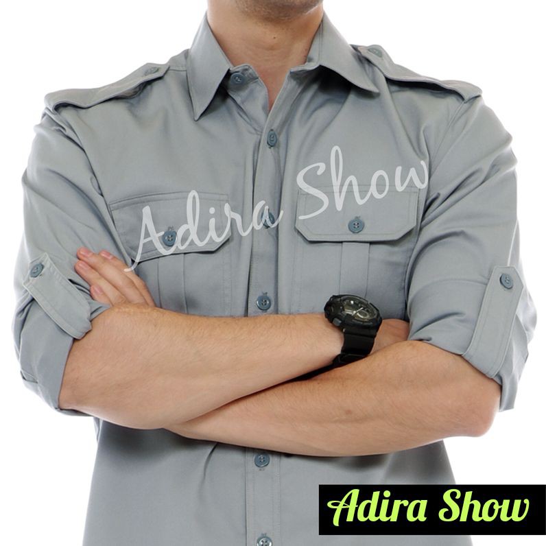 Kemeja PDL Lapangan Lengan Panjang Warna Abu Abu -  Kemeja Model Gagah - Kemeja Outdoor