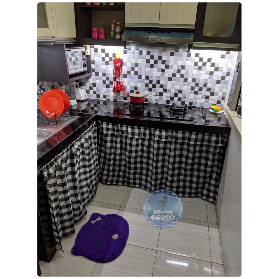 Ismi Store GORDEN / GORDENG KOLONG Dapur Berponi Bisa CUSTOM / Request Ukuran Motif Kotak Gingham Kekinian dari Ismi Store