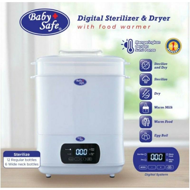 Baby Safe Digital Sterilizer &amp; Dryer Food Warmer - Steril Digital Botol Bayi dan Perlengkapan Bayi