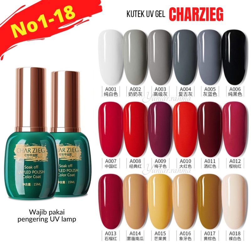 [CUCI GUDANG](1-90)kutek CHARZIEG 15ml uv led soak off gel polish kutek gel 15ml