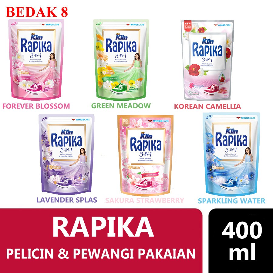 Rapika Pelicin, Pewangi, Pelembut Pakaian Refill 400 ml