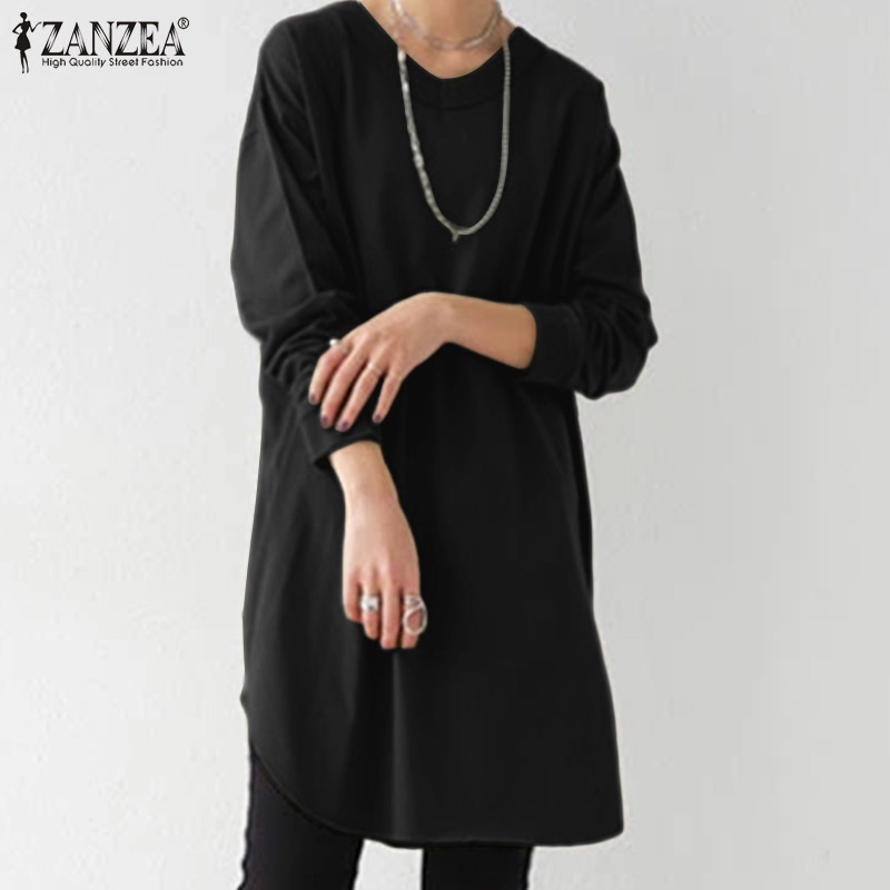 ZANZEA Women Loose Casual Full Sleeve Crew Neck Fashion Top Autumn Shirt Blouse