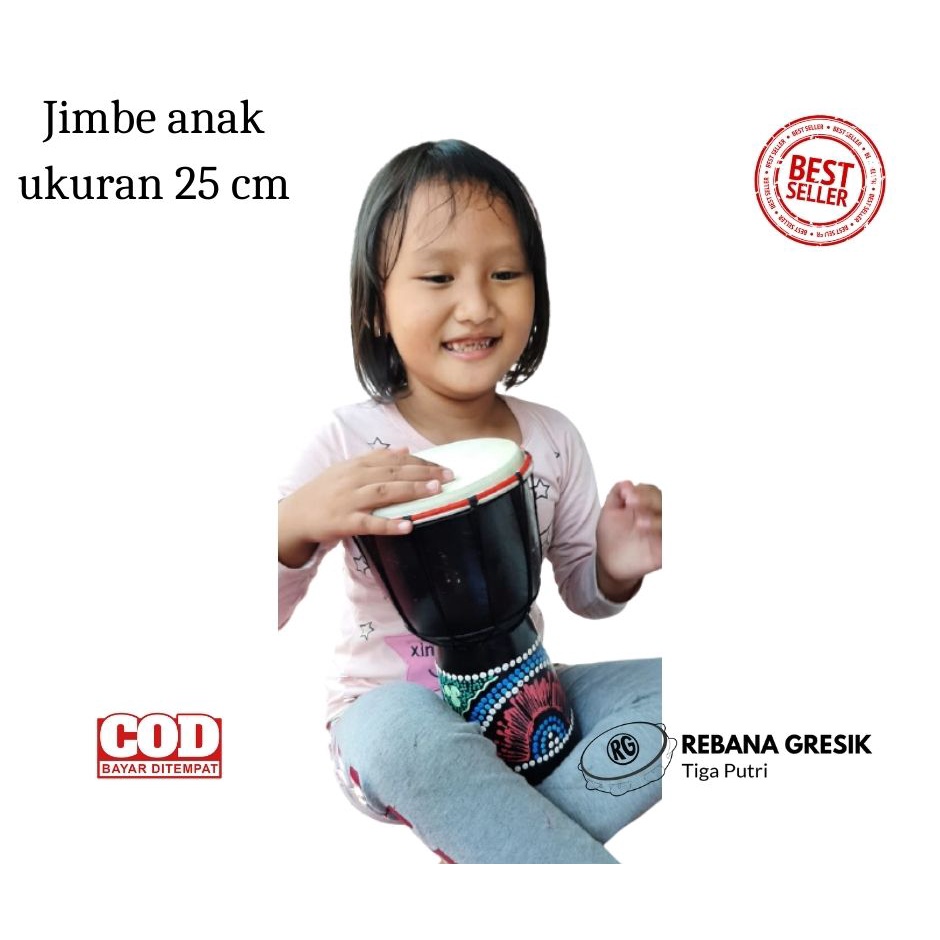 Alat Musik Anak Gendang Jimbe 25 cm Motif Painting Mainan Anak Edukasi Hiasan Souvernir Termurah