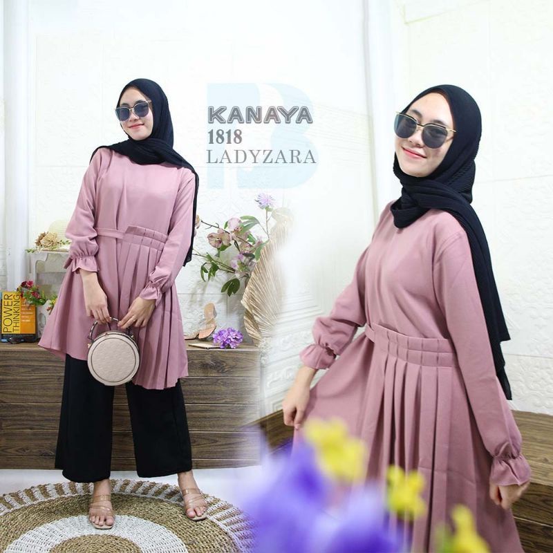 BAYLE - Baju Atasan Tunik Fashion muslim Muslimah Korean style Wanita Midi Dress busui Daster kore K