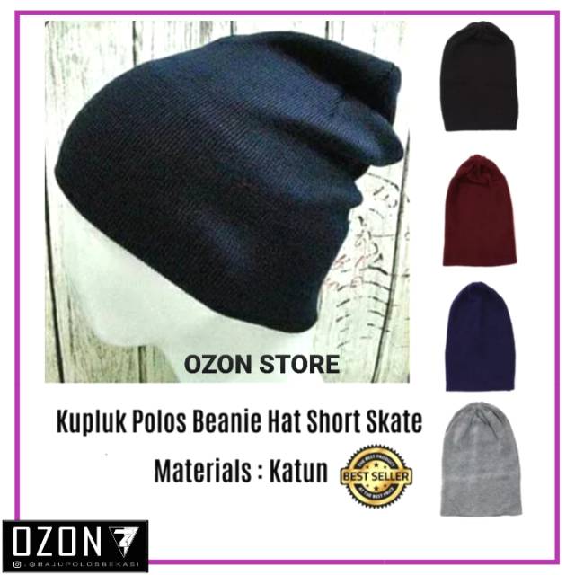 Short Beanie Hat Skate Caps Distro / Kupluk Rajut KATUN Polos Abu Muda Misty