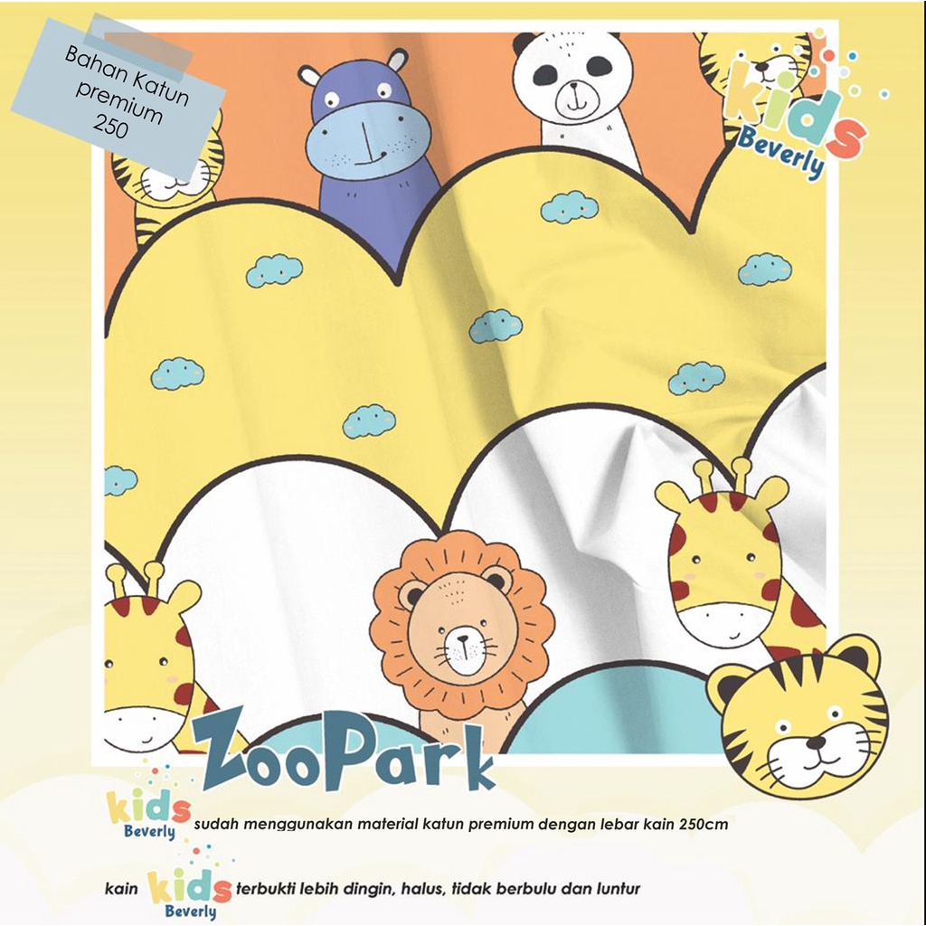 KAINKU - Kain Meteran Katun Lokal CVC &quot;ZOO PARK &amp; BEAR FAMILY  ANAK&quot; (harga 1 meter)