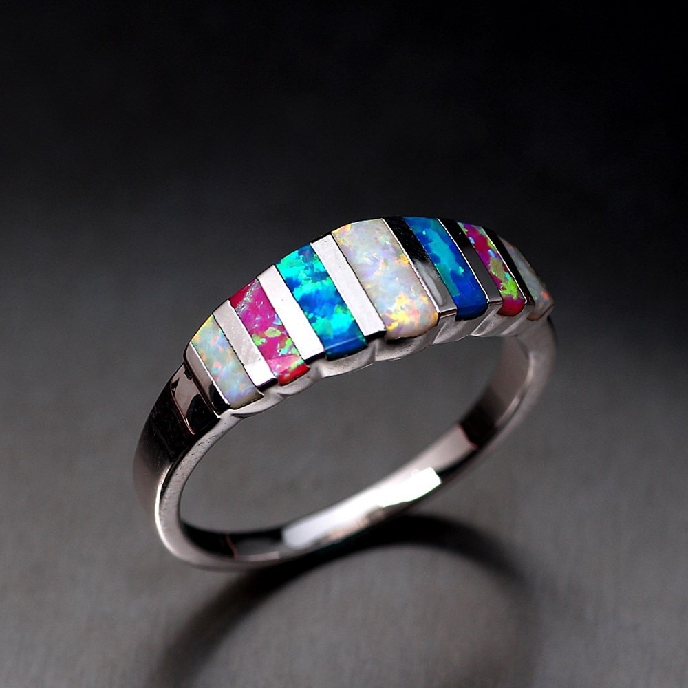 European and American jewelry opal natural stone opal opal ring women's jewelry ring