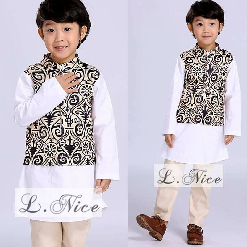 Setelan Baju Koko Anak Cowok Motif Batik Set 2in1 (top, celana)