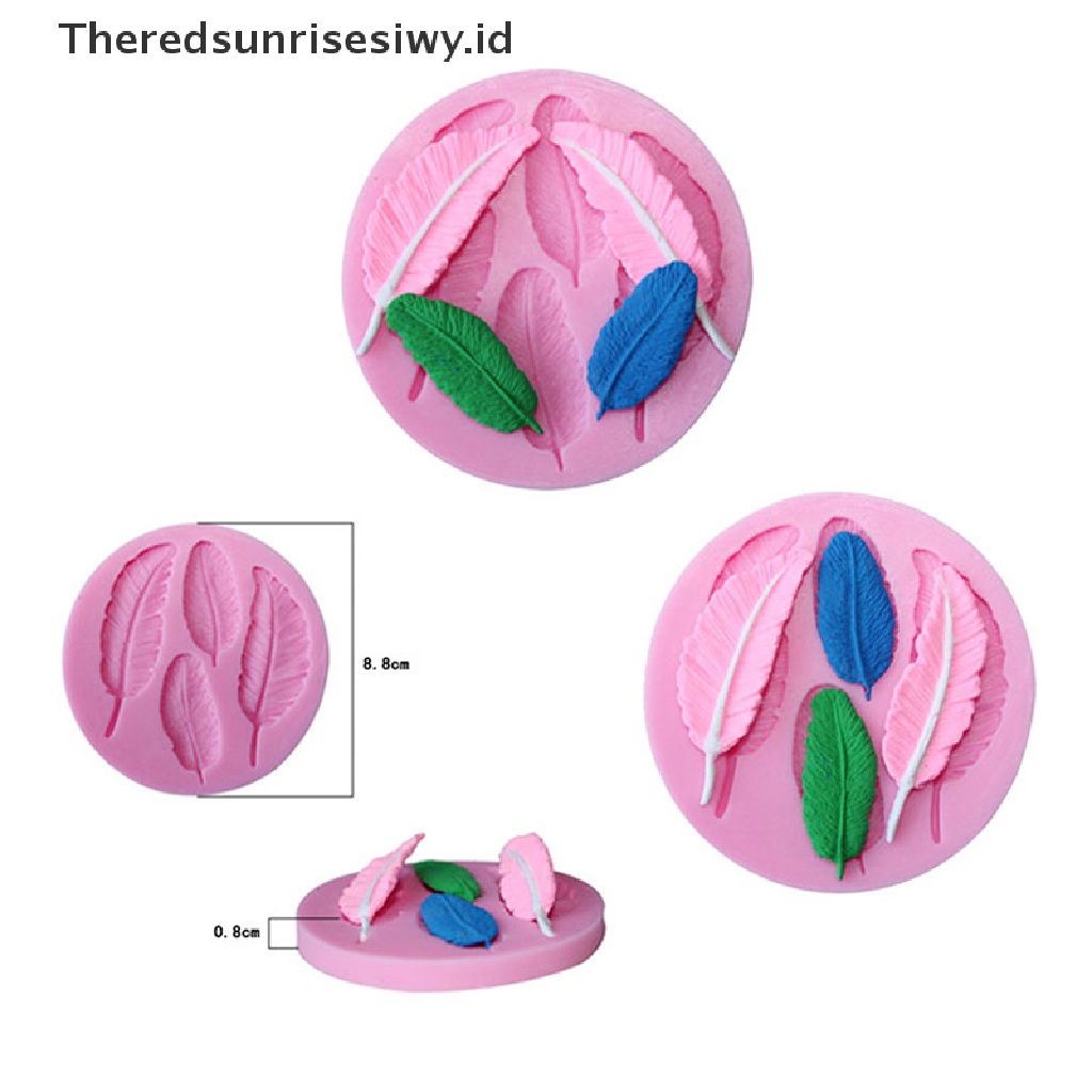 (Theredsunrisesiwy.Id) Cetakan Fondant Bentuk Bulu 3d Bahan Silikon Untuk Dekorasi Kue Diy