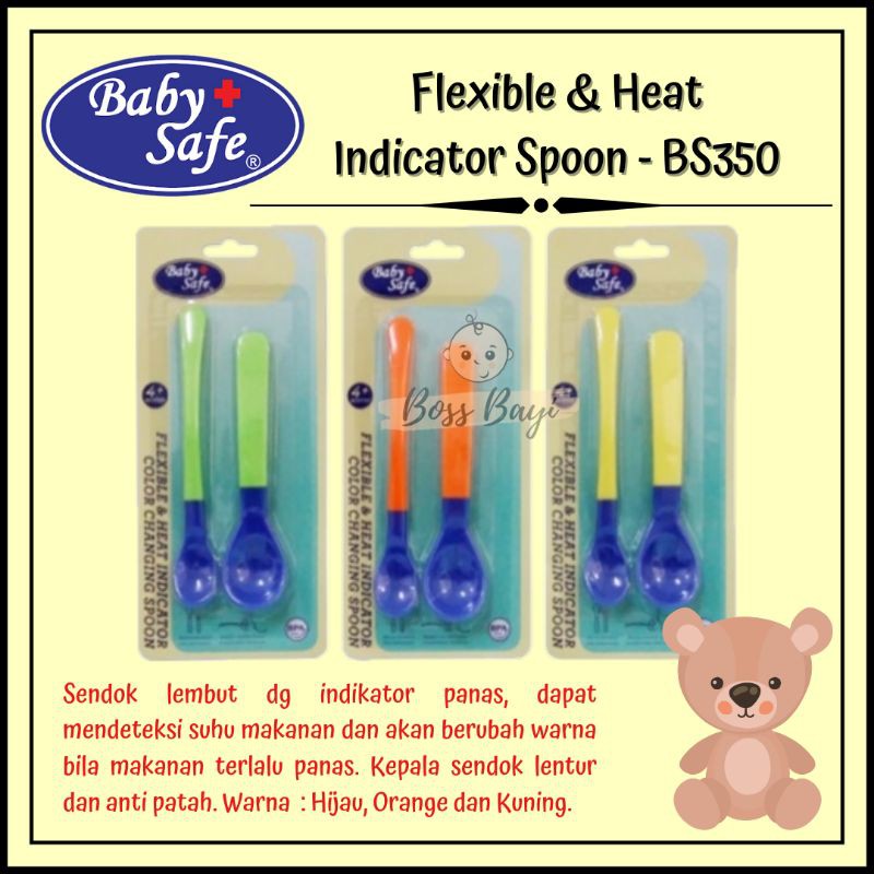 Baby Safe Flexible &amp; Heat Indicator Spoon BS350 Sendok Makan Bayi Anak Sensor Panas