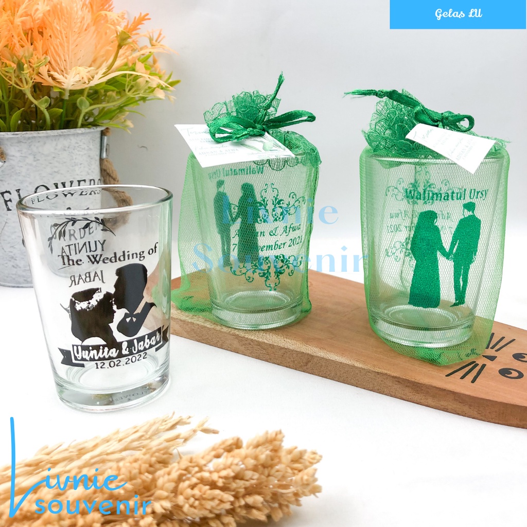Souvenir Gelas LU Bening dan Doff Custom Sablon