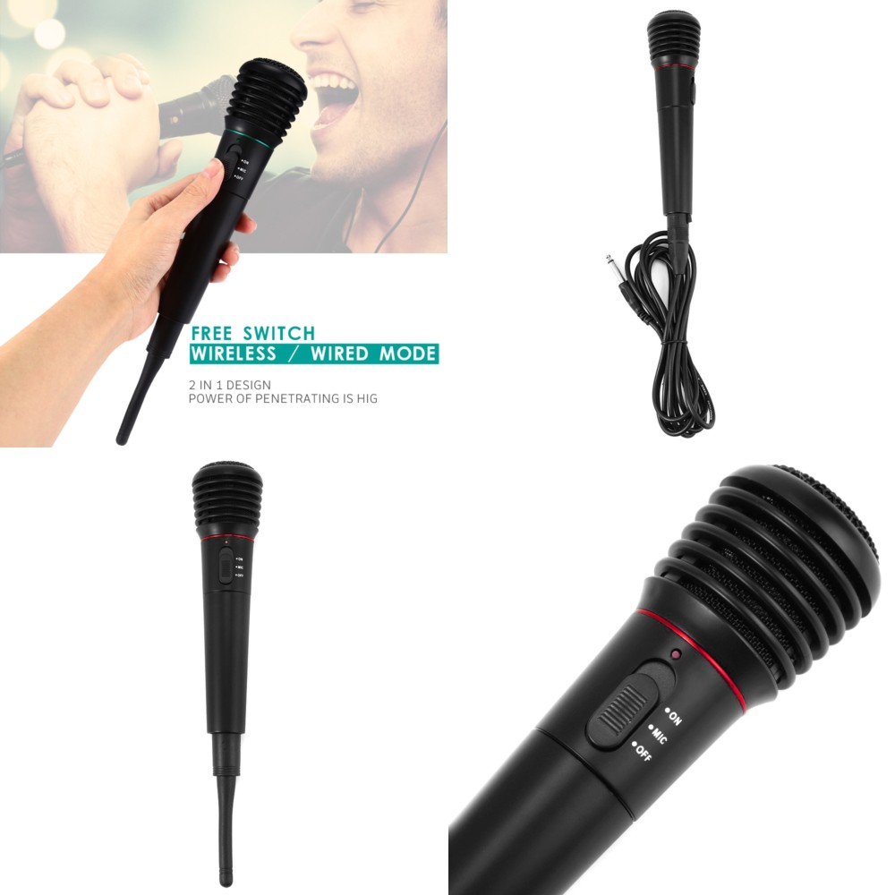 Mikrofon Profesional 2 in 1 Wireless Wired - WM-308 - Black