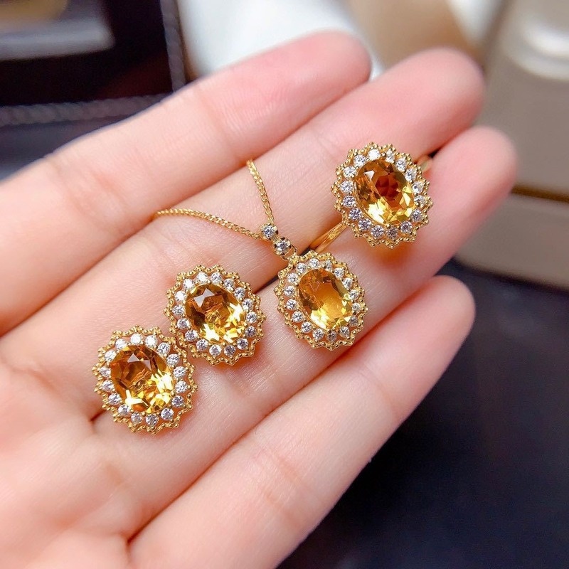 Luxury Fashion Yellow Moissanite Jewelry Set