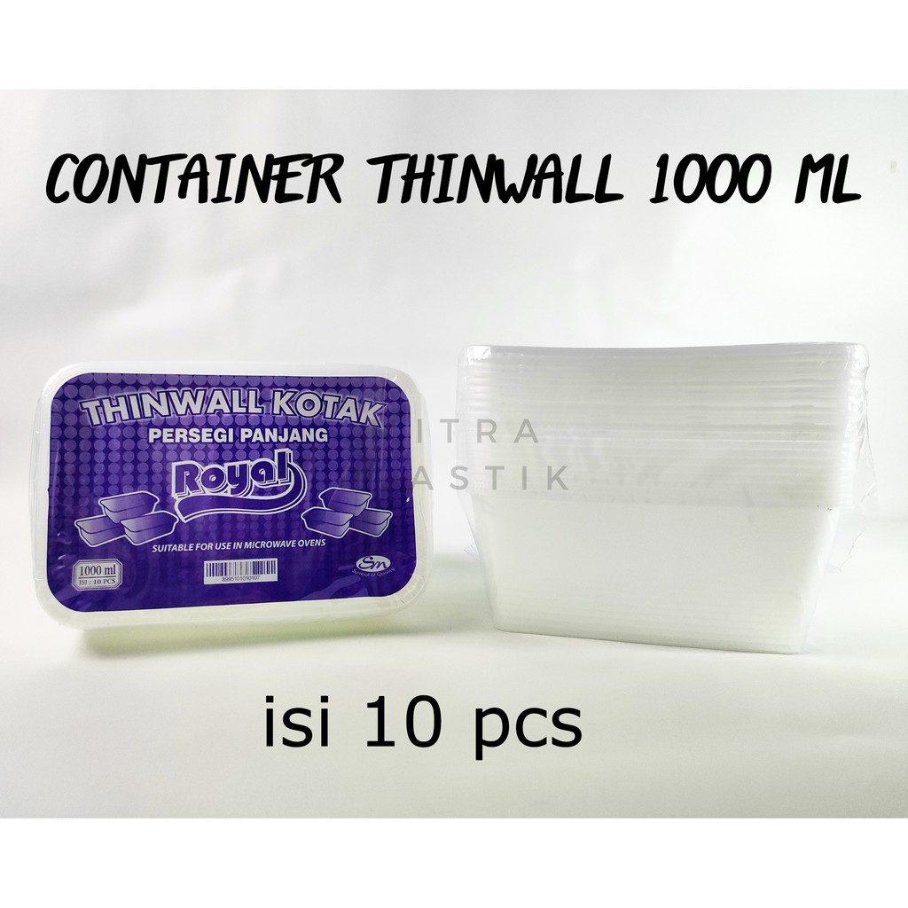 Kotak Makan Plastik Anti Panas 1000 ml Thinwall Cup Bowl Lunch Box 10 pcs