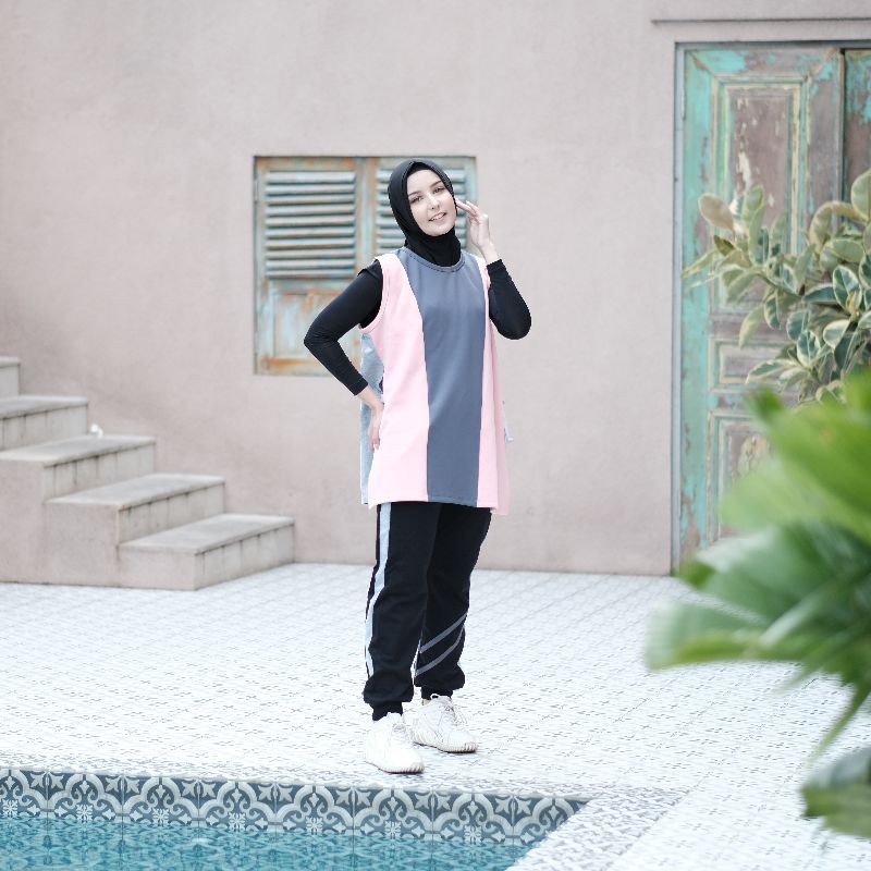 [ROMPI SAJA] Baju Olahraga Wanita Muslim | Rompi Olahraga Wanita Hijab | Kaos Olahraga Wanita Lengan