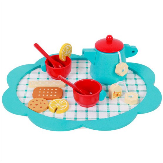 NOTOSKA - BLUE AFTERNOON TEA WOODEN SET TOY / Pretend Play