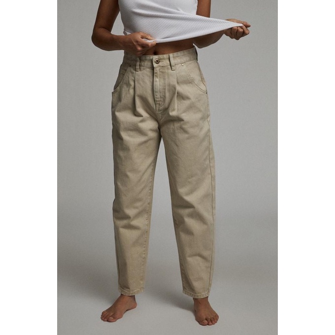 Cotton On - Celana Jeans Wanita - Petite Slouch Mom Pleat