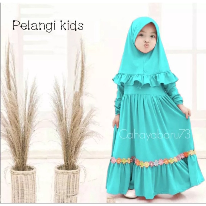 Gamis anak perempuan + kerudung terbaru  / HIFZA KIDS / gamis anak size XS S M L/COD