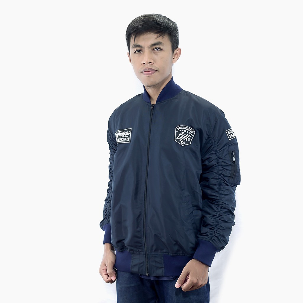 Soldierside Jaket Bomber FIGHT Bordir navy JB108