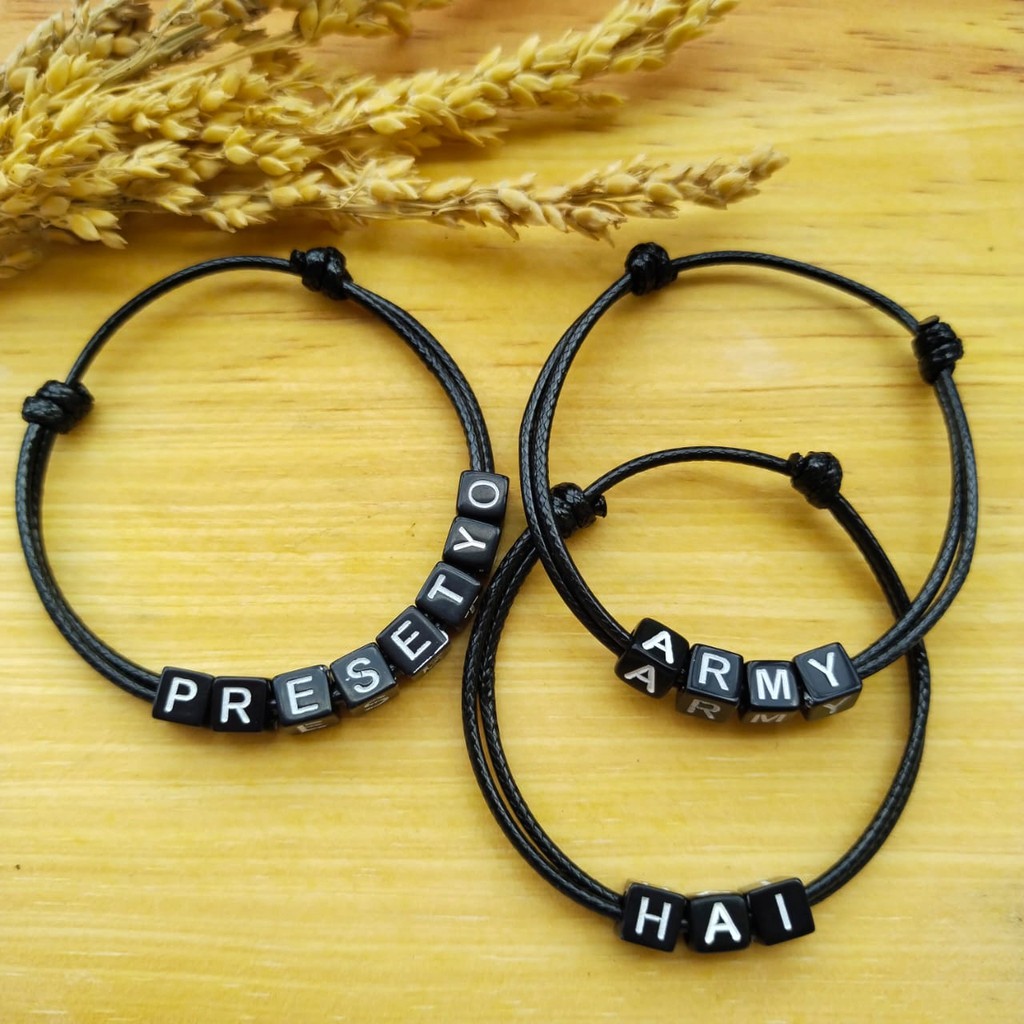 [ Dadu Hitam ]Gelang huruf/gelang inisial/waterproof