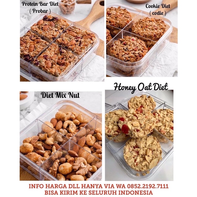 

Paket Makanan Cookies Diet Campur ( Probar, Coodie, DMN, Honey Oat Diet )