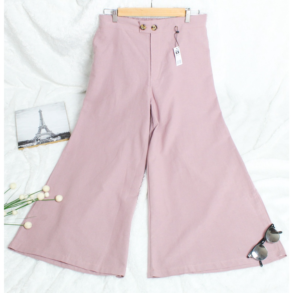 OZGE CELANA KULOT LINEN PREMIUM / KULOT KANCING KOREA KEKINIAN MUAT SAMPAI SIZE XL