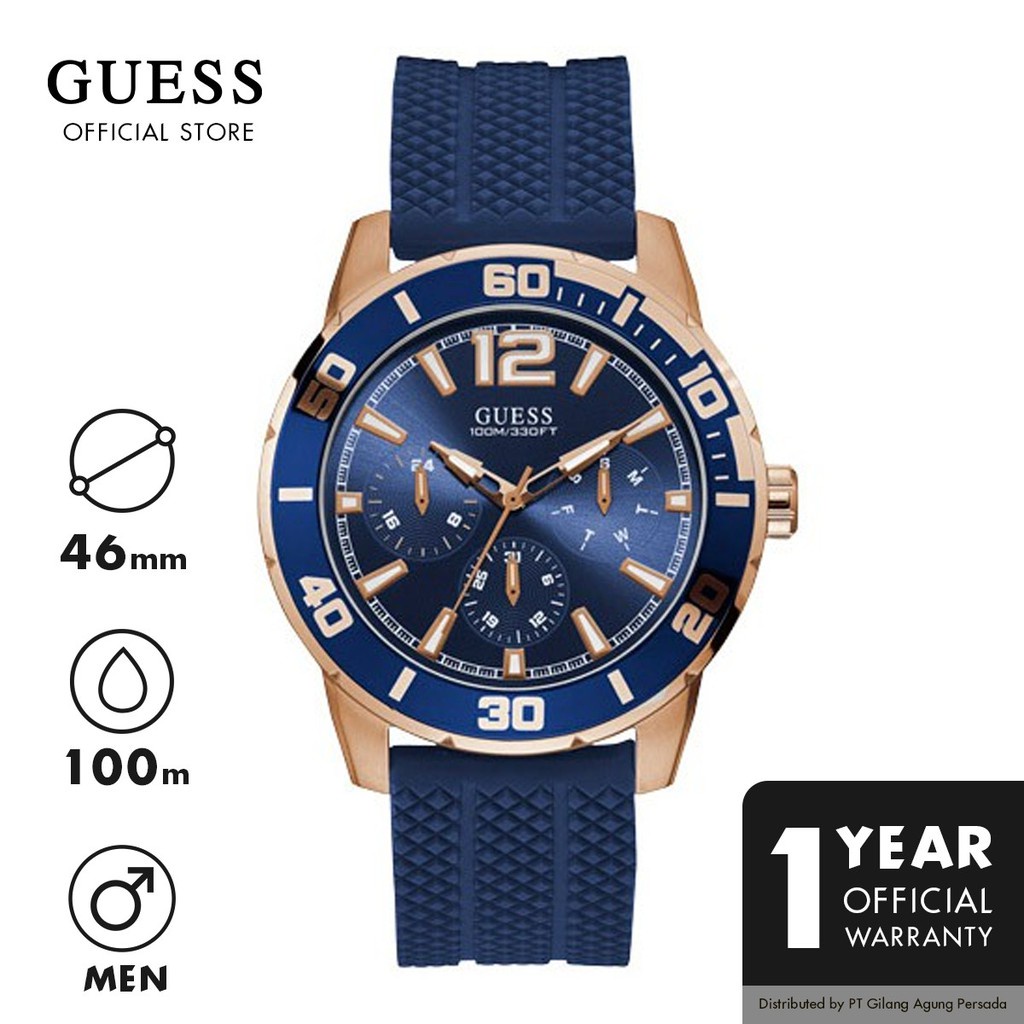 Jam Tangan Guess Pria Original Analog Blue Silicone - W1250G2