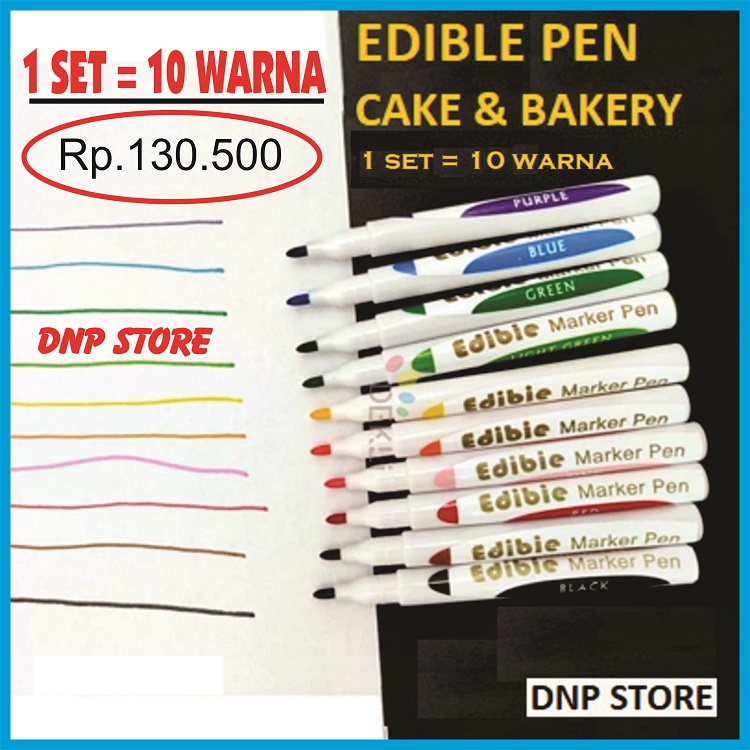 

1 sets ( 10 warna ), Edible PEN untuk Makanan Food Cake & Bakery, 10 warna