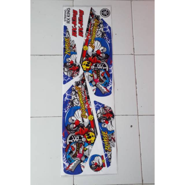Striping sticker variasi yamaha rx king doraemon zombie biru