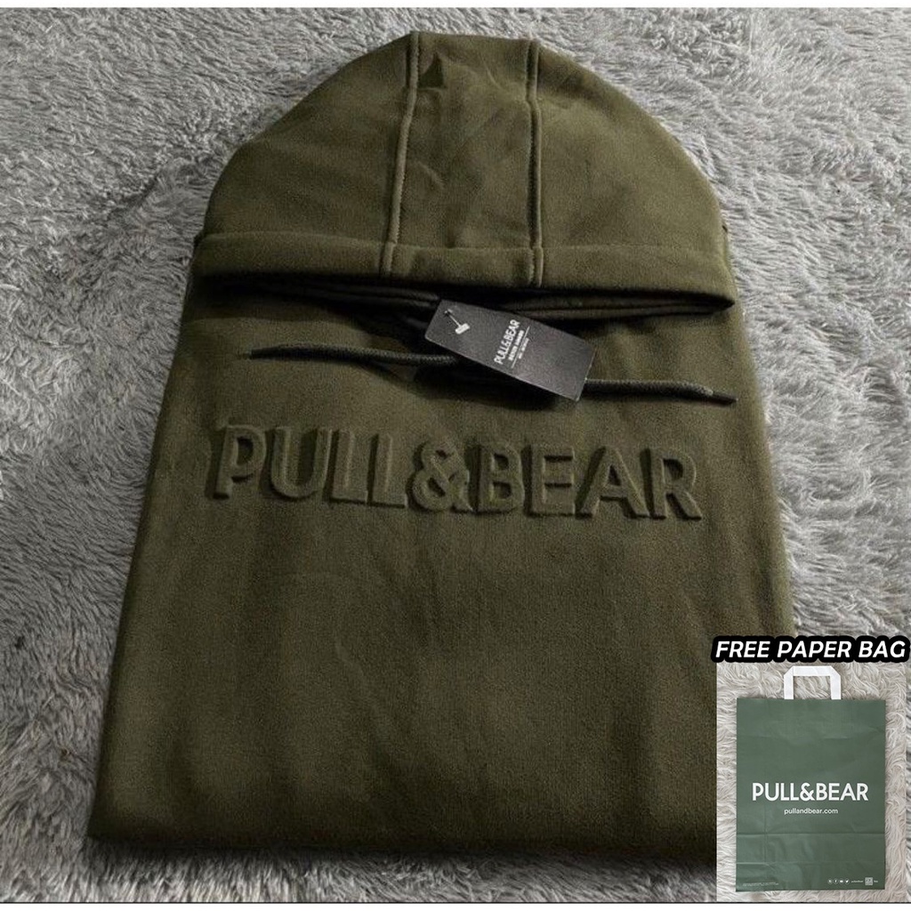 Free Paper Bag Hoodie Sweater Pull &amp; Bear Loreng &amp; Emboss 3D Font Timbul // Jaket Pull &amp; Bear Sablon Timbul Full Lebel dan Hantag Termurah