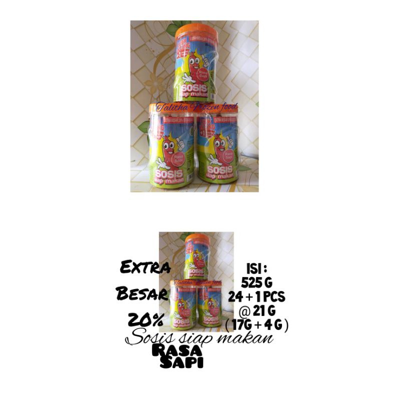 

sonice sosis sapi siap makan isi 525 g ( 24+1 pcs) extra lebih besar 20%